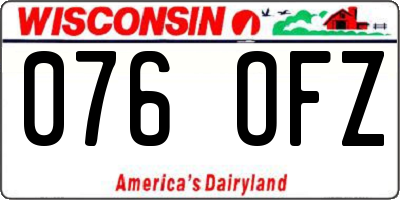 WI license plate 076OFZ