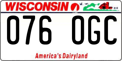 WI license plate 076OGC