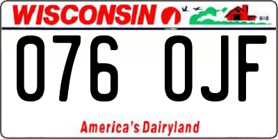 WI license plate 076OJF