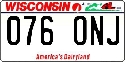 WI license plate 076ONJ