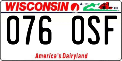 WI license plate 076OSF
