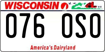 WI license plate 076OSO