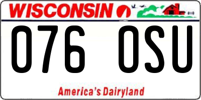 WI license plate 076OSU