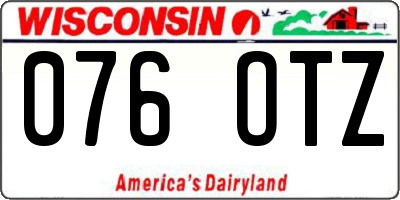 WI license plate 076OTZ