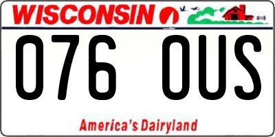WI license plate 076OUS