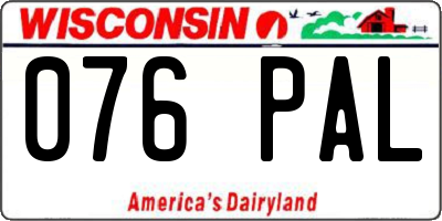 WI license plate 076PAL