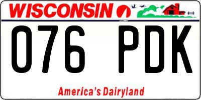 WI license plate 076PDK