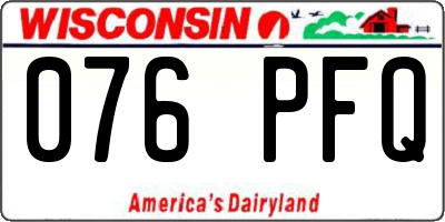 WI license plate 076PFQ