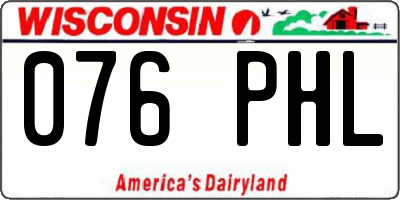 WI license plate 076PHL