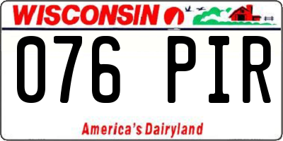 WI license plate 076PIR