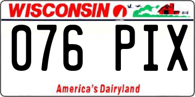 WI license plate 076PIX