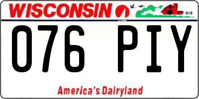WI license plate 076PIY