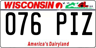 WI license plate 076PIZ