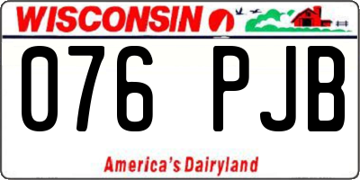 WI license plate 076PJB