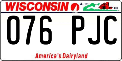 WI license plate 076PJC
