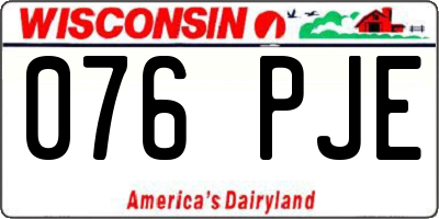 WI license plate 076PJE
