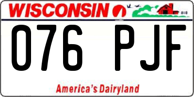 WI license plate 076PJF