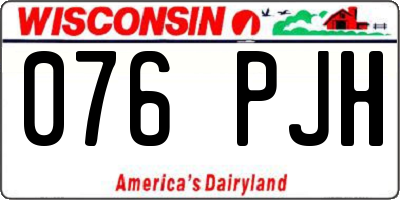 WI license plate 076PJH