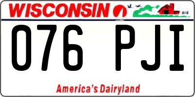 WI license plate 076PJI