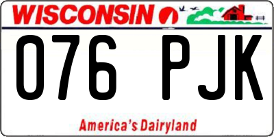 WI license plate 076PJK