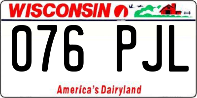 WI license plate 076PJL