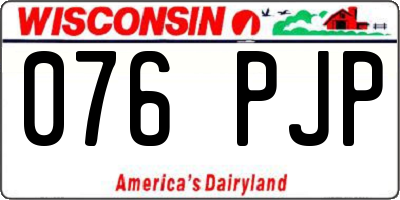 WI license plate 076PJP
