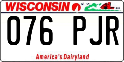 WI license plate 076PJR