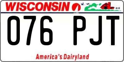 WI license plate 076PJT