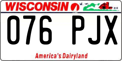 WI license plate 076PJX