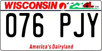 WI license plate 076PJY