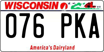 WI license plate 076PKA