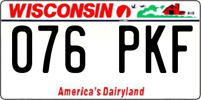 WI license plate 076PKF