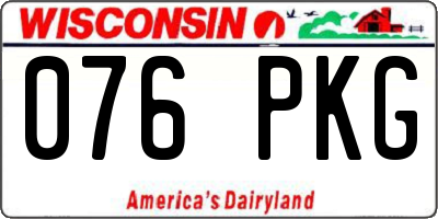 WI license plate 076PKG