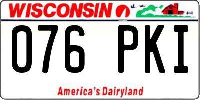 WI license plate 076PKI