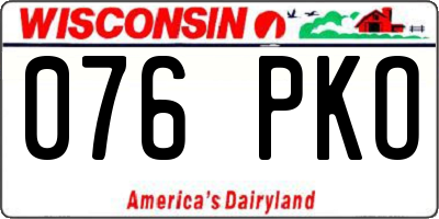 WI license plate 076PKO