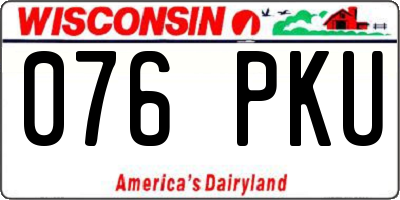 WI license plate 076PKU