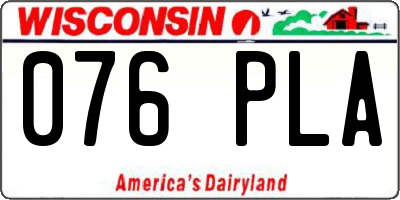 WI license plate 076PLA