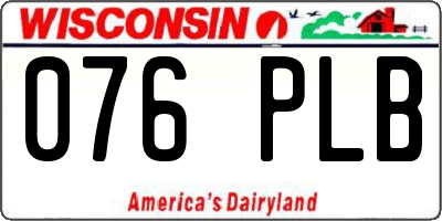 WI license plate 076PLB