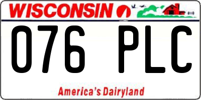 WI license plate 076PLC