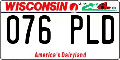 WI license plate 076PLD