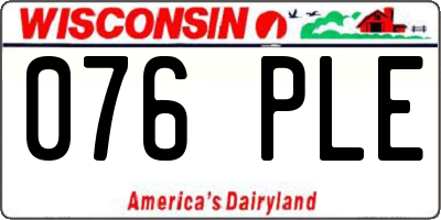 WI license plate 076PLE