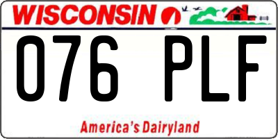 WI license plate 076PLF