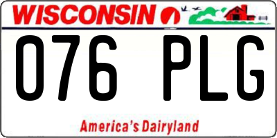WI license plate 076PLG