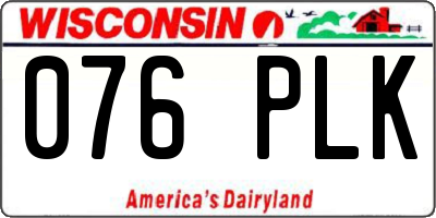 WI license plate 076PLK