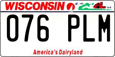 WI license plate 076PLM