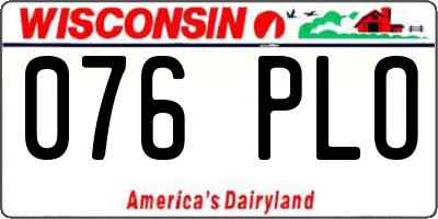 WI license plate 076PLO