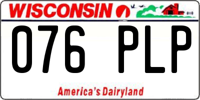 WI license plate 076PLP
