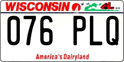 WI license plate 076PLQ