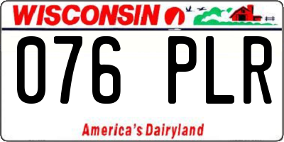 WI license plate 076PLR