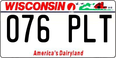WI license plate 076PLT